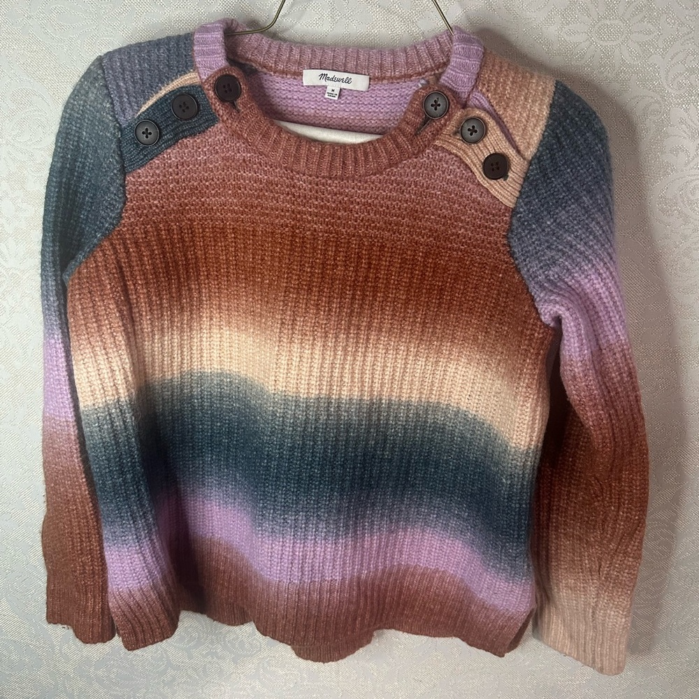 Madewell Space-Dyed Button-Shoulder Pullover Sweater Wool Blend Size Medium